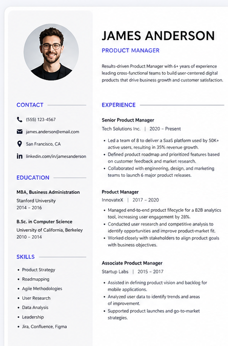 Modern resume template preview